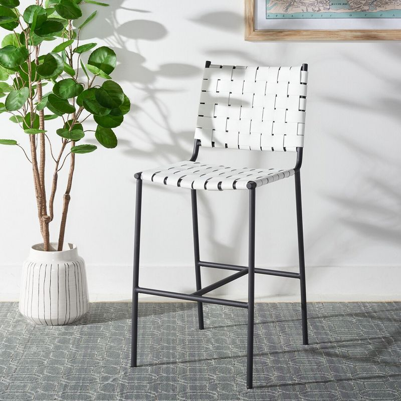 Olenna Woven Counter Stool - BST3011 - White/Black - Safavieh