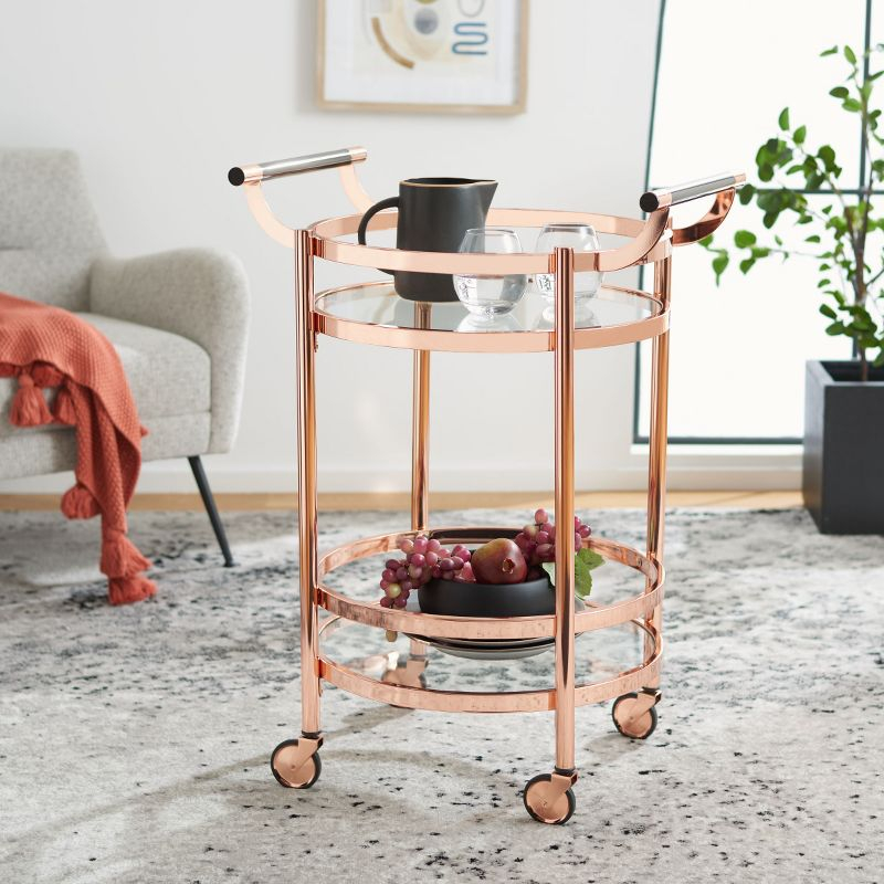 Sienna 2 Tier Round Bar Cart - BCT8001D - Rose Gold - Safavieh