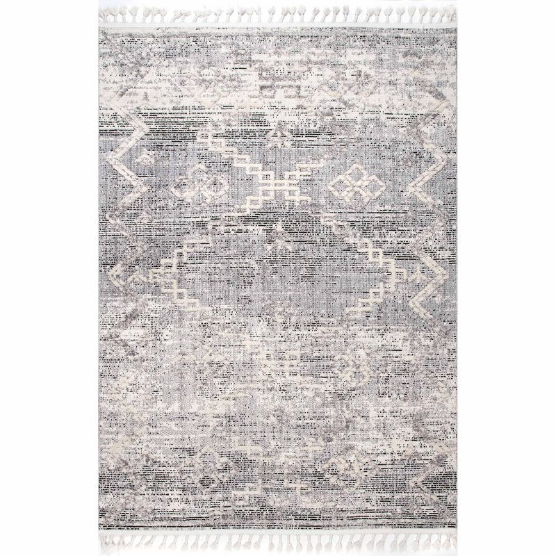 Nuloom Roxy Textured Diamond Tassel Indoor Area Rug, Gray, 3'x5'