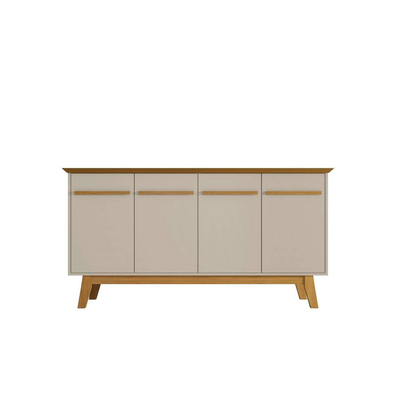 62.99" Yonkers Sideboard Off White/Cinnamon - Manhattan Comfort: Mid-Century Buffet Console