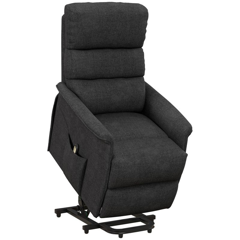 HOMCOM Electric Power Lift Recliner Chair for the Elderly, Fabric Lift Chair with Remote Control, Side Pockets for Living Room, Black