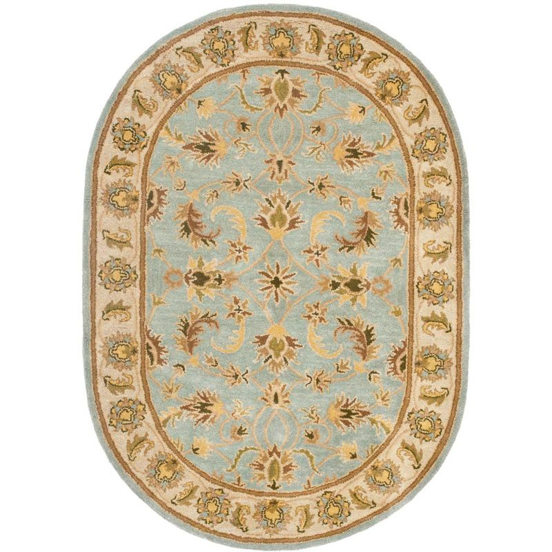Heritage HG913 Hand Tufted Area Rug - Light Blue/Beige - 4'6"x6'6" Oval - Safavieh.