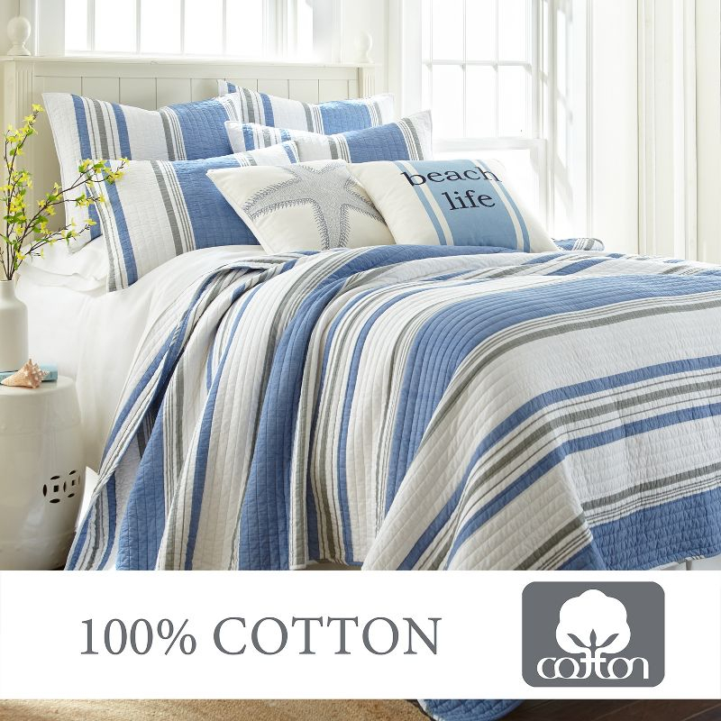 St Bart Coastal Quilt Set - Full/Queen Quilt and Two Standard Shams Blue - Levtex Home