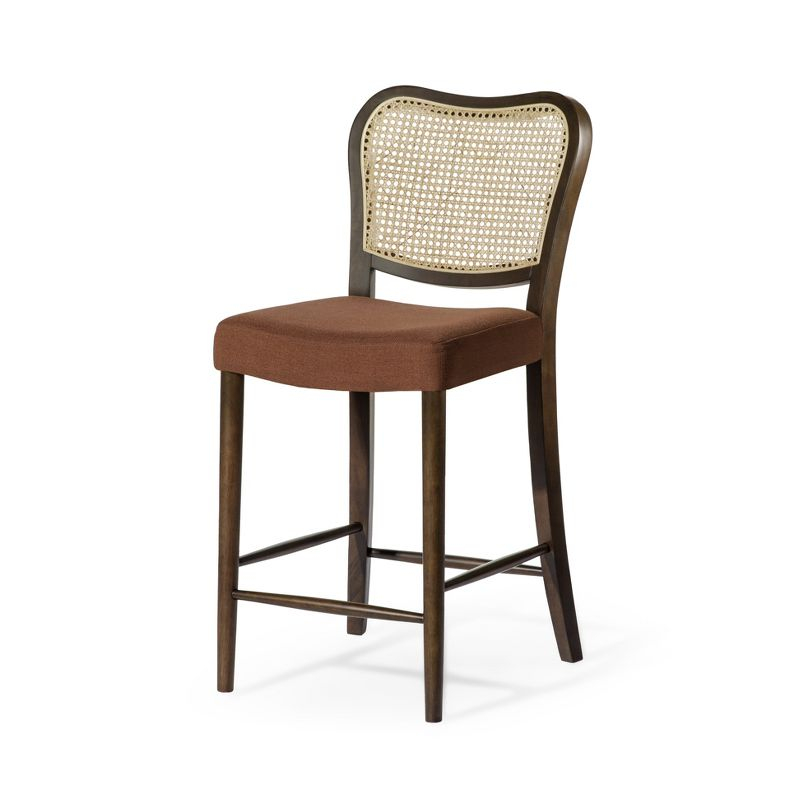 Maven Lane Vera High Back Fabric Counter Height Chair, Aged Brown/Clay