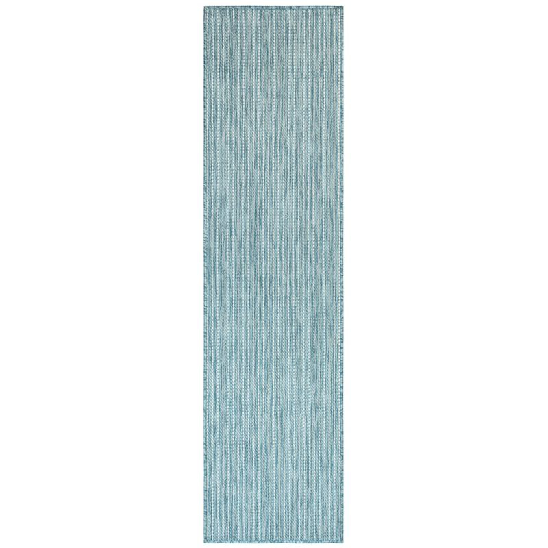 Liora Manne Carmel Texture Stripe Indoor/Outdoor Rug Aqua 1'11" x 4'11"