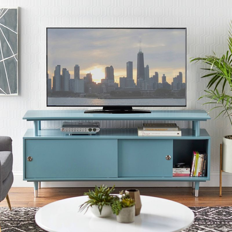 Buylateral Margo Mid Century Modern TV Stand for TVs up to 65" Antique Blue