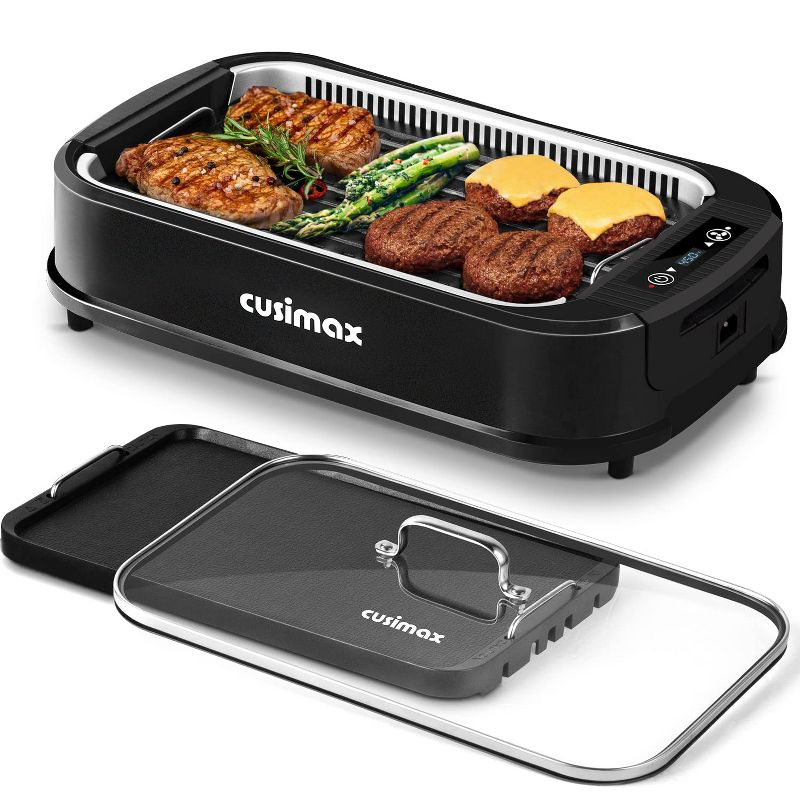 Cusimax Electric Portable Indoor Smokeless Grill, Double Plates (Black)