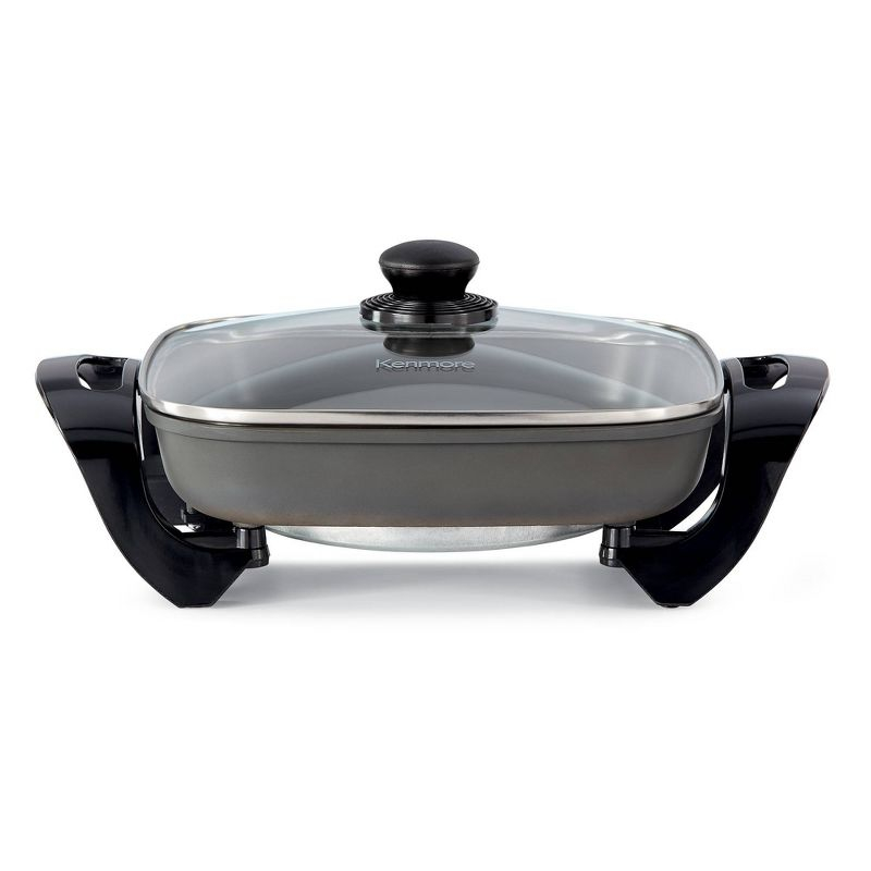 Kenmore 12x12" Non-Stick Electric Skillet with Glass Lid - Black/Gray: Cast Iron, Plug-In, Temperature Control, 1350W