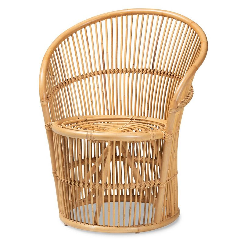 Narva Rattan Accent Chair Natural/Brown - bali & pari: Bohemian Style, No Assembly, Indoor Use, Solid Pattern