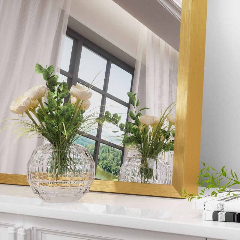 Dovelina Modern Metal Arched Wall Mirror Bathroom Vanity Mirror (Set of 2) - 24" x 36",Gold