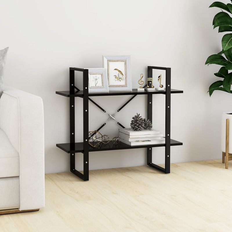 vidaXL 2-Tier Book Cabinet Black 31.5"x11.8"x27.6" Engineered Wood