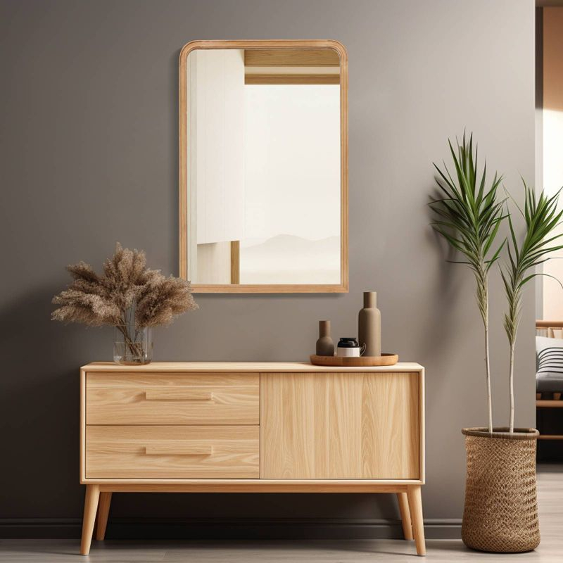 WallBeyond 20"x30" Farm Wall Mirror-C Natural Wood