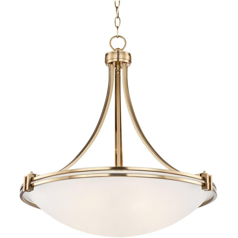 Possini Euro Design Deco Warm Brass Pendant Chandelier 21 1/2" Wide Modern White Marbled Bowl Glass 3-Light Fixture for Dining Room Kitchen Island