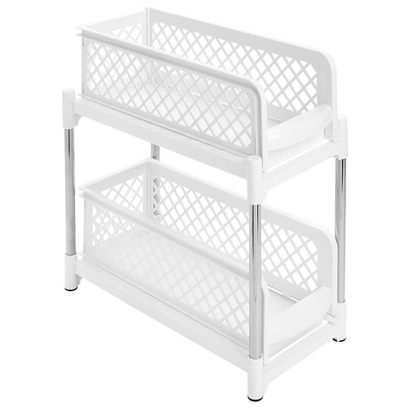 The Lakeside Collection Sliding Storage Drawers Pull Out Plastic Cabinet Organizer 2 Tier - 6" White