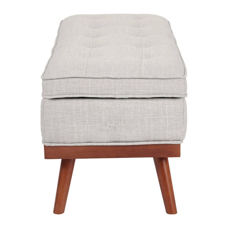 Katheryn Storage Bench Fog - OSP Home Furnishings: Upholstered Ottoman, Mid-Century Modern, Plywood Frame