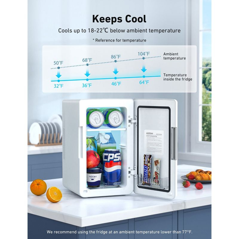 AstroAI Mini Fridge 6 Liter/8 Cans Makeup Skincare Fridge AC/DC Black