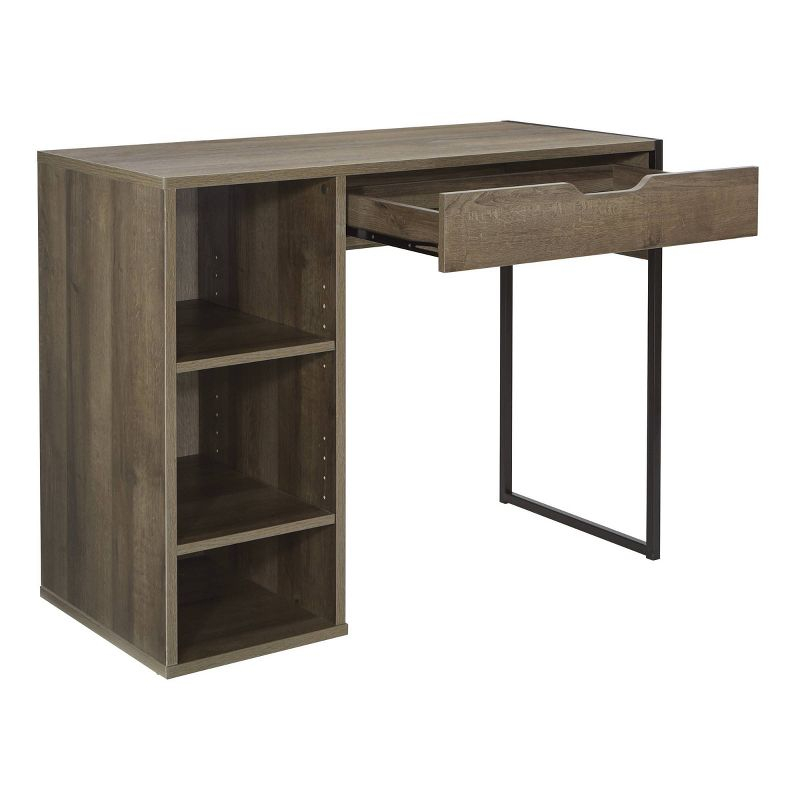 Ravel Desk Gray Oak - OSP Home Furnishings: Modern 40" Office Workstation with Storage Shelf & Drawer
