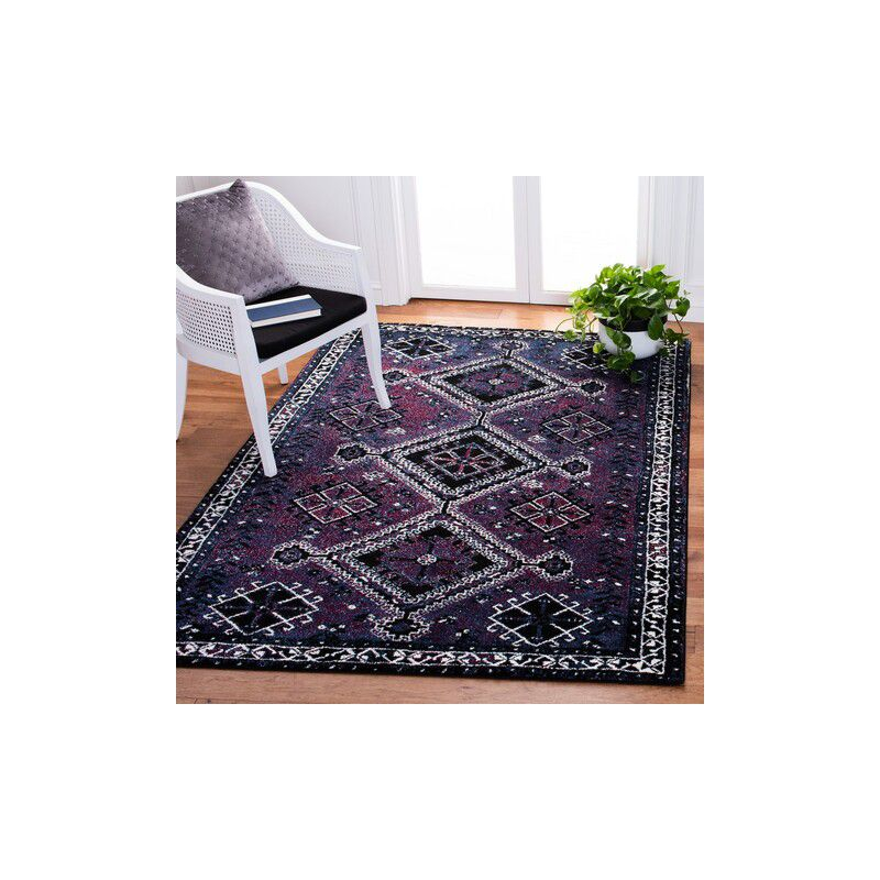 Vintage Hamadan VTH293 Power Loomed Indoor Area Rug - Purple/Black - 5'3"x7'6" - Safavieh