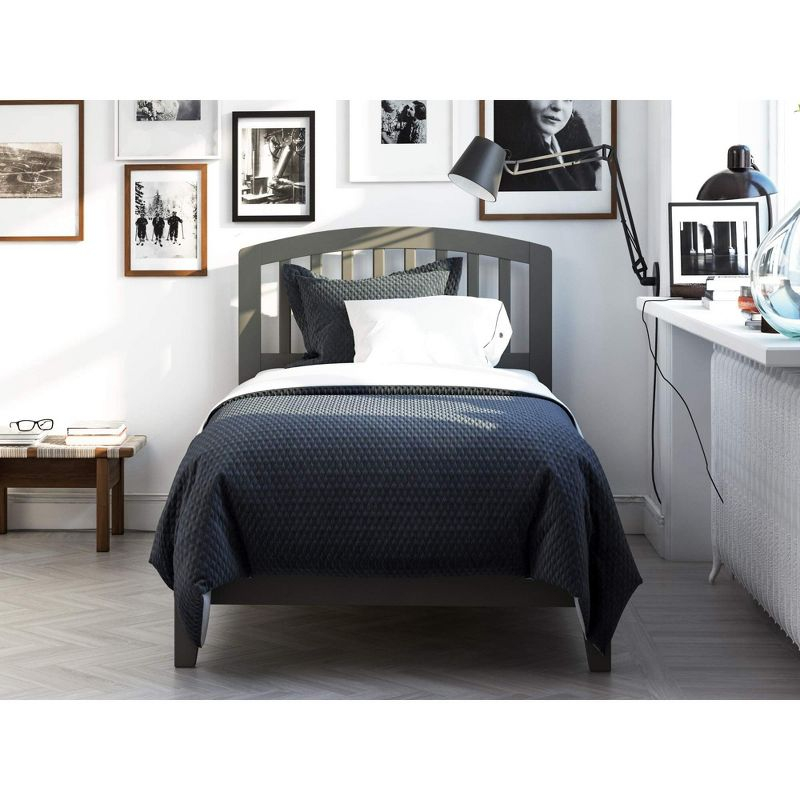 AFI Furnishings Richmond Twin Extra Long Traditional Bed with Open Footboard and Turbo Charger in Grey