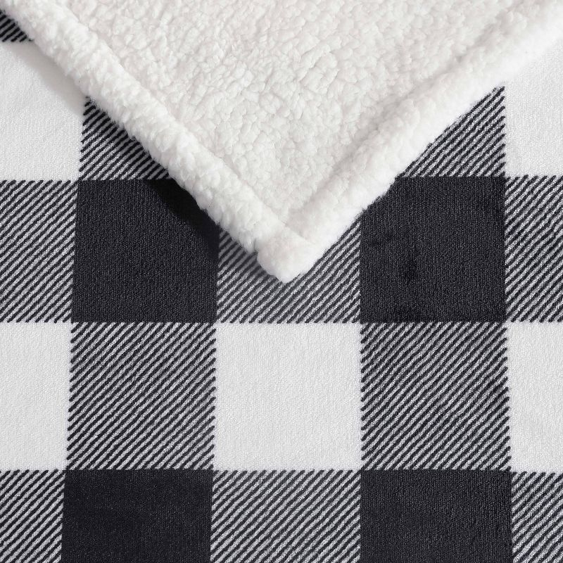 50"x60" Cabin Plaid Reversible Throw Blanket Black/White - Eddie Bauer: Soft, Lightweight, Ideal for Travel