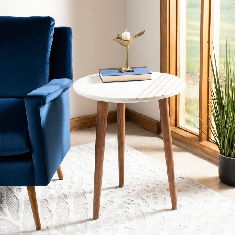 Valerie Marble Accent Table - White Marble/Brass - Safavieh.