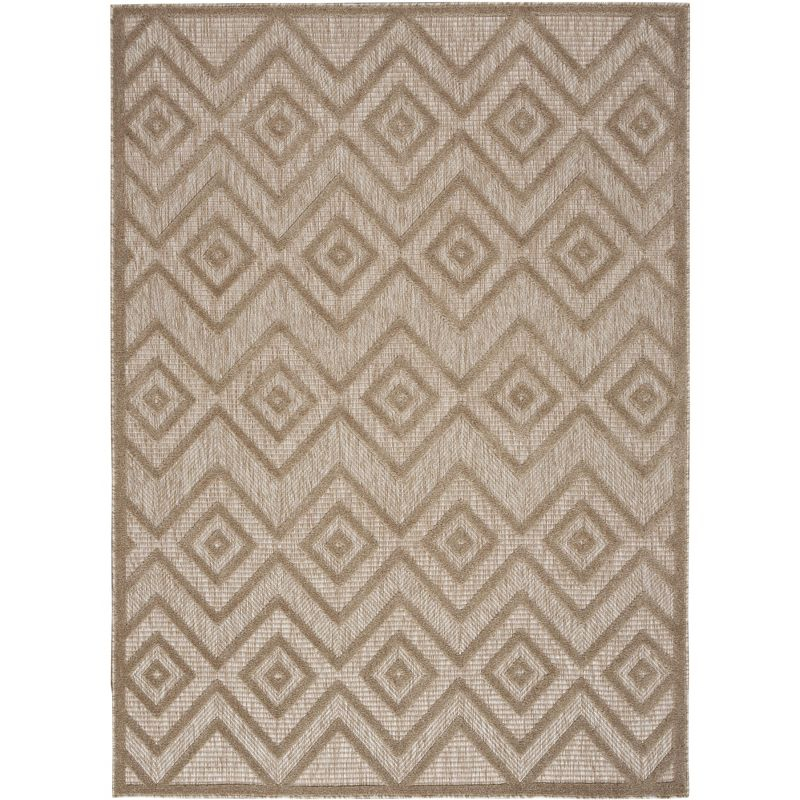 Nourison Versatile Diamond Geometric Flatweave Indoor Outdoor Area Rug Natural Beige 5' x 7'