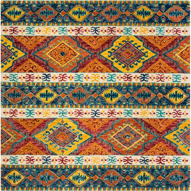 Aspen APN502 Hand Tufted Indoor Accent Rug - Navy/Ivory - 3'x3' - Safavieh