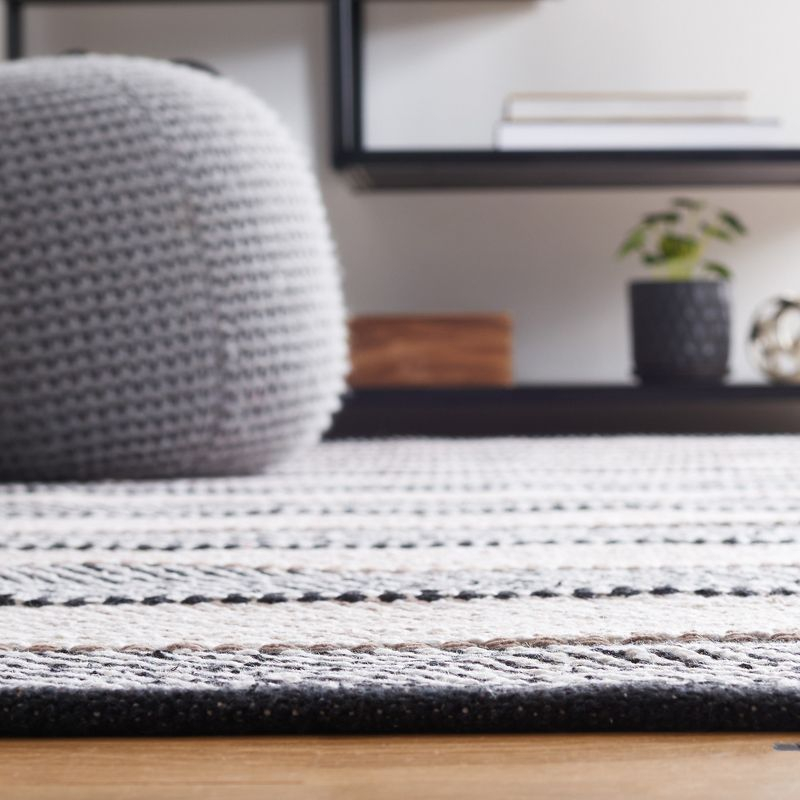 Striped Kilim STK803 Hand Woven Area Rug - Ivory/Black - 6'x9' - Safavieh.