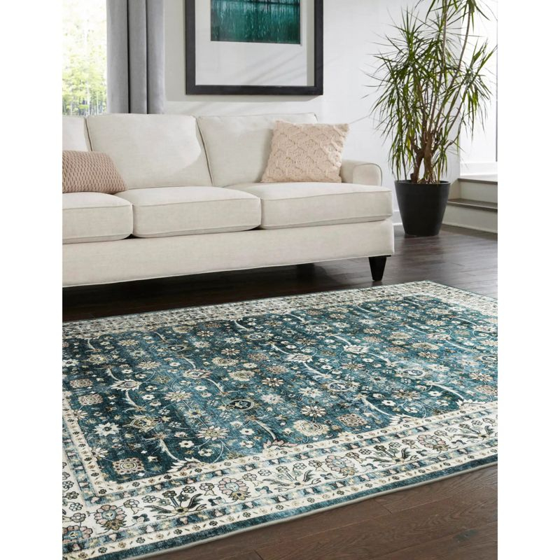 Oriental Weavers Sumter SUM08 Teal/ Ivory Indoor Area Rug - 5' x 7'