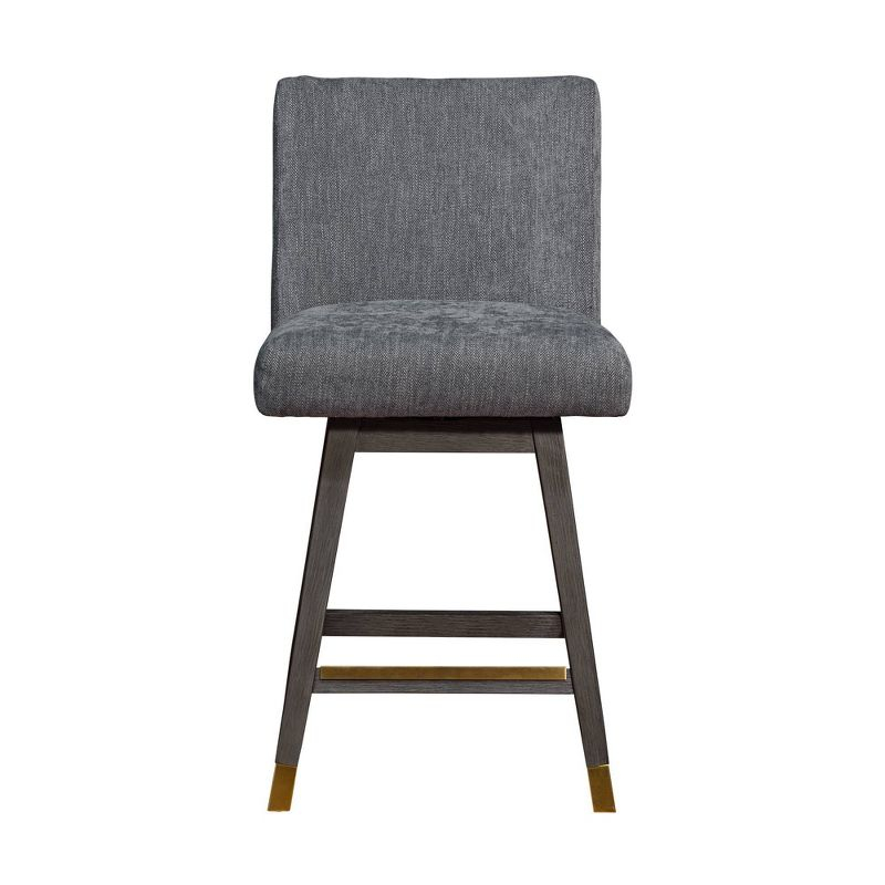 Armen Living Basila Wood Finish with Fabric Swivel Counter Height Barstool Gray Oak
