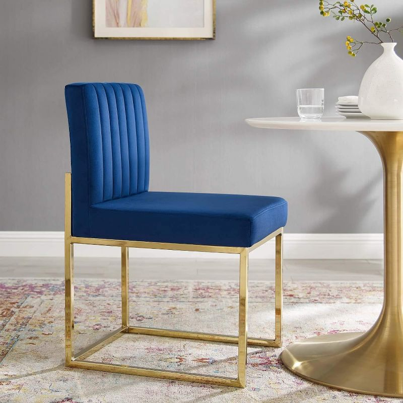 Modway Carriage Channel Tufted Sled Base Performance Velvet Dining Chair