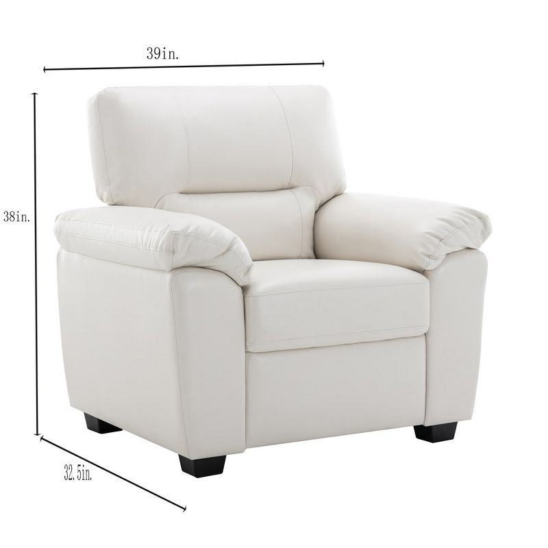 6 seater  Living Room Sofa Loveseat Set Comfortable Faux Leather Couch with Pillows White-Morden Fort