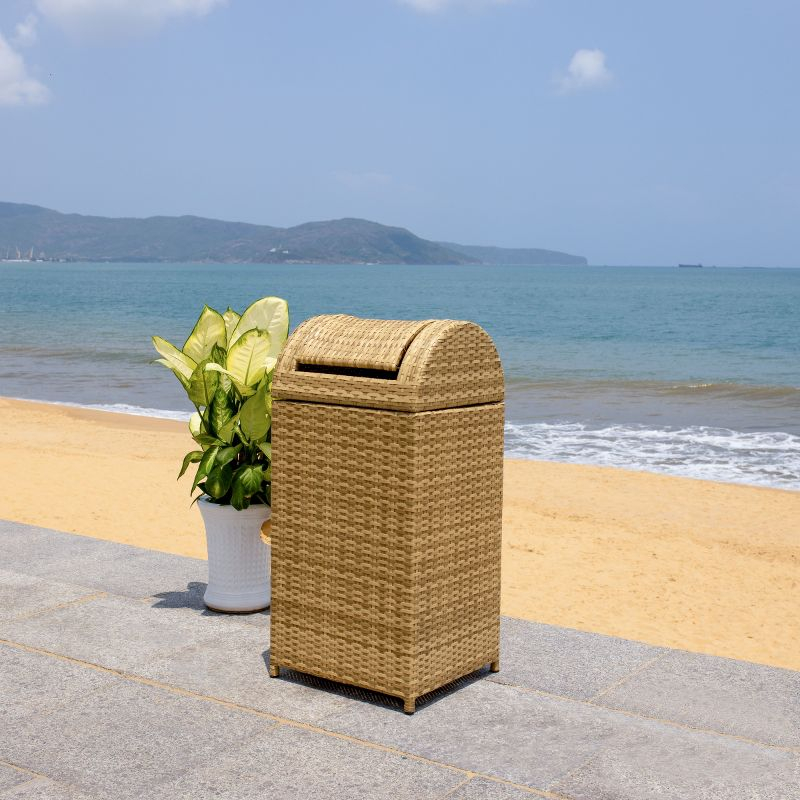 Serapis Outdoor Trash Can - Natural - Safavieh