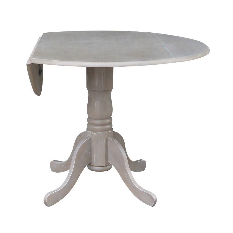 42" Mason Round Dual Drop Leaf Extendable Dining Table - International Concepts: Seats 4, Pedestal Base