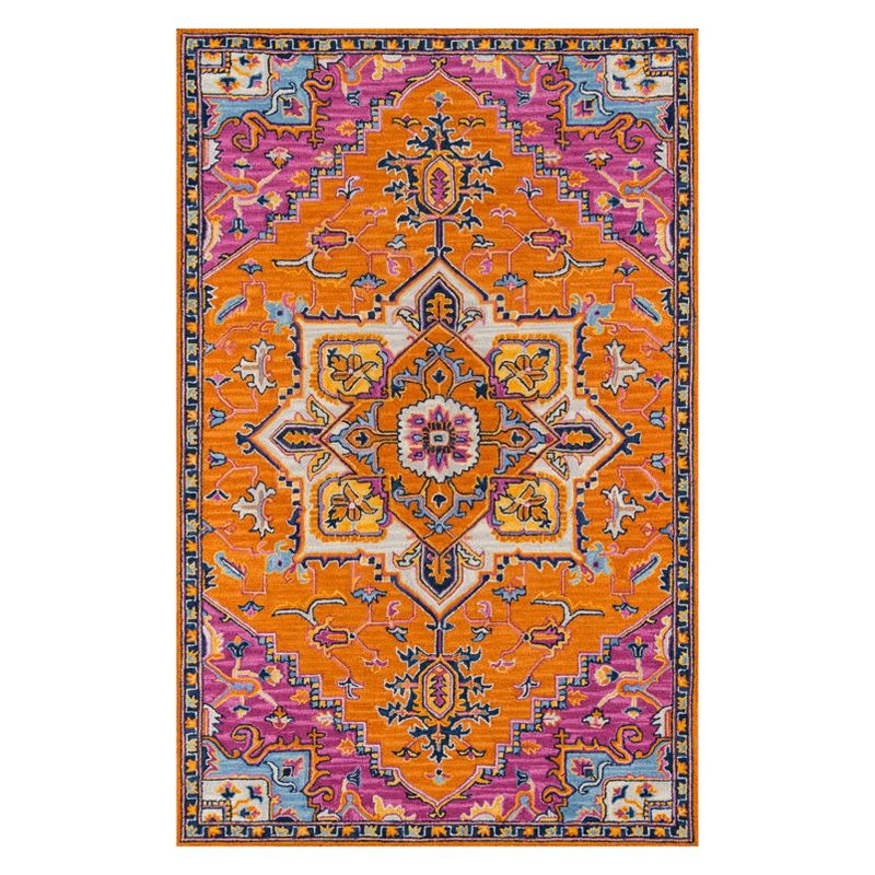 2'x3' Medallion Tufted Accent Rug Orange - Momeni: Wool, Traditional Handmade Medium Pile, Indoor Use