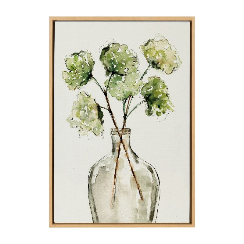 23" x 33" Sylvie Greenery Vase Framed Canvas by Sara Berrenson Natural - Kate & Laurel All Things Decor