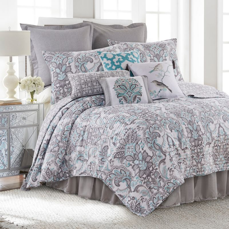 Legacy Paisley Quilt Set - Full/Queen Quilt and Two Standard Pillow Shams Grey - Levtex Home