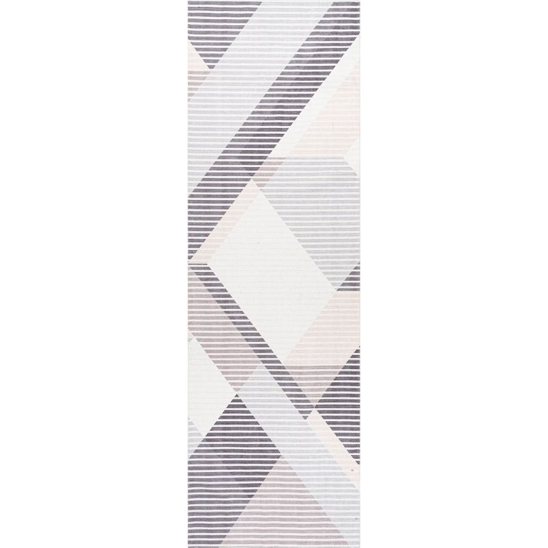 Nuloom Alesha Modern Striped Machine Washable Runner Indoor Area Rug - Beige 2' 6" x 8'