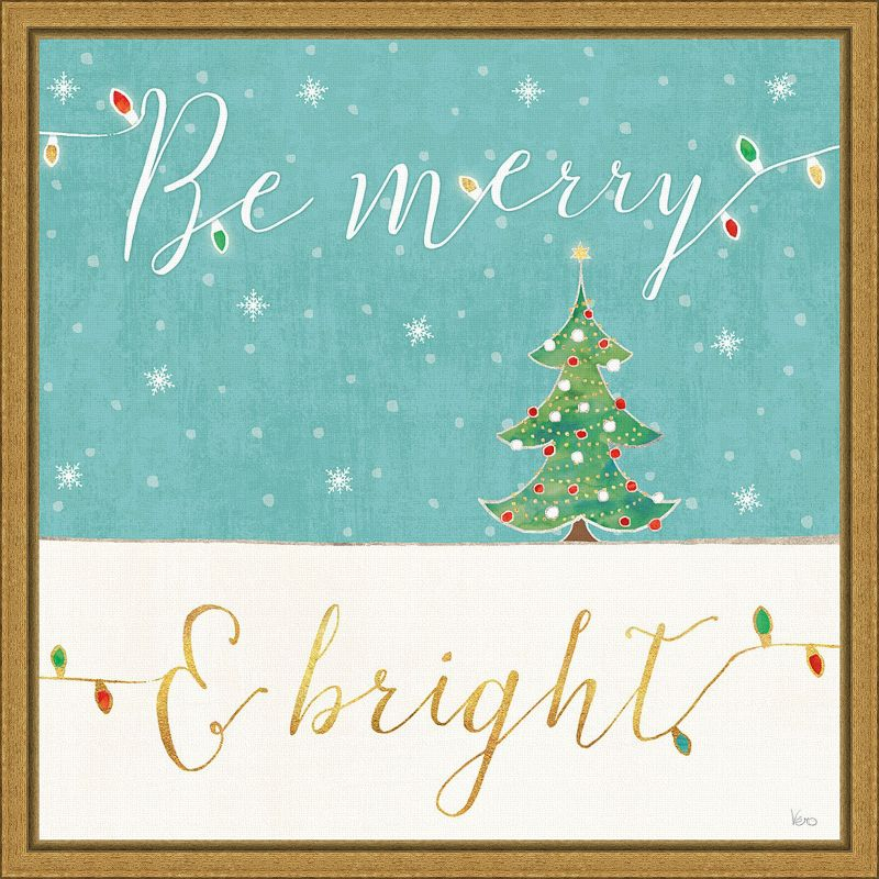 Amanti Art Be Merry and Bright Christmas Tree by Veronique Charron Canvas Wall Art Print Framed 16 x 16-in.