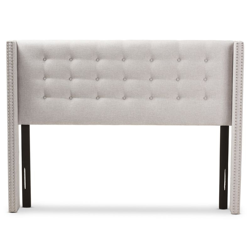 King Ginaro Modern Tufted Nail Head Winged Headboard Gray - Baxton Studio: Upholstered, Contemporary Design