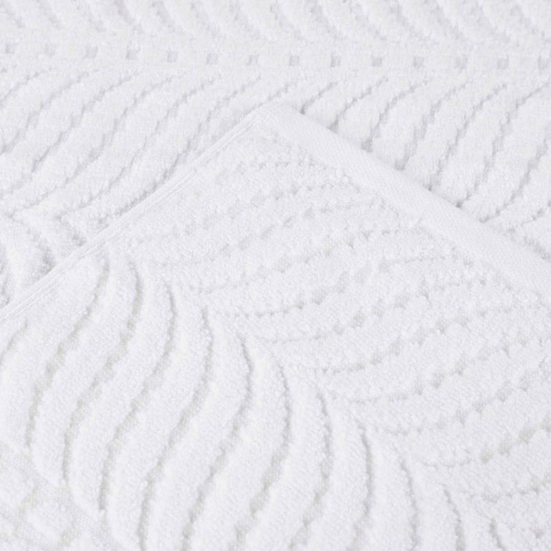 Chevron Zero Twist Cotton Jacquard 3 Piece Bathroom Towel Set, White - Blue Nile Mills