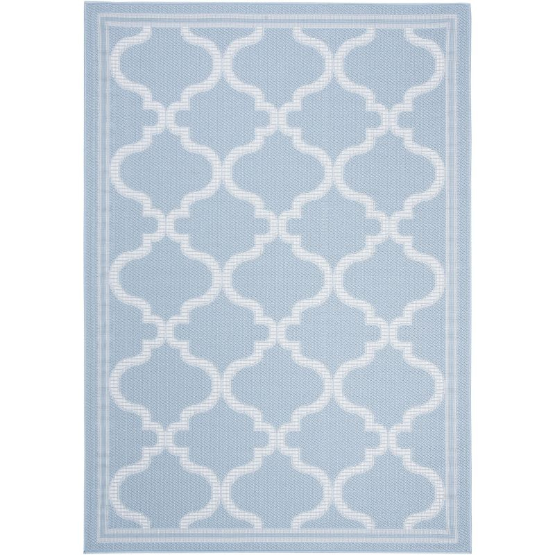Bermuda BMU810 Power Loomed Indoor/Outdoor Machine Washable Area Rug - Light Blue/Ivory - 5'3"x7'6" - Safavieh