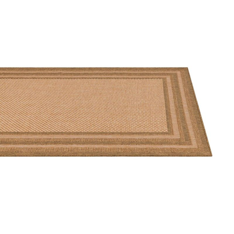 Unique Loom 2' 2 x 3' 0 Tan Outdoor Border Multi Border Area Rug