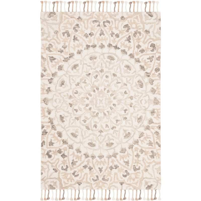 Blossom BLM459 Hand Tufted Indoor Accent Rug - Ivory/Taupe - 3'x5' - Safavieh