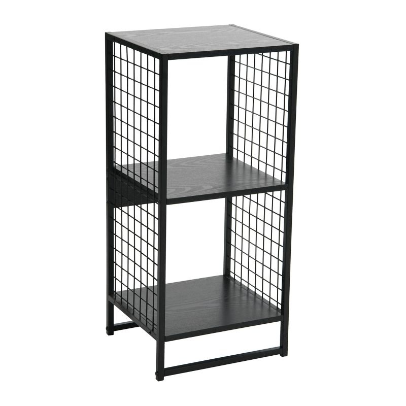 Household Essentials 28.15" Trellis 2 Shelf Bookshelf Black Oak: Iron Frame, Adult Assembly Required