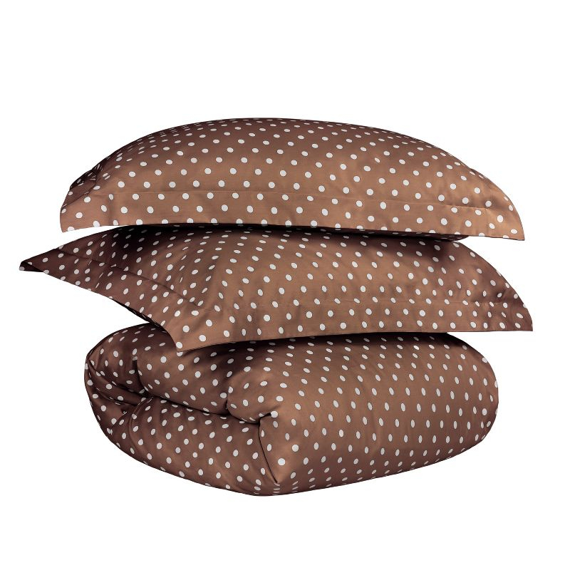 Polka Dot 600 Thread Count Cotton Blend Deep Pocket Bed Sheet Set, Twin, Taupe - Blue Nile Mills