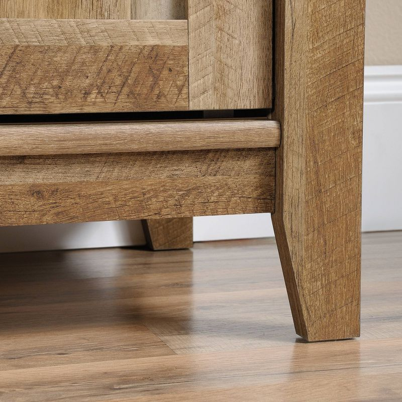 Dakota Pass TV Stand for TVs up to 70" Dark Brown - Sauder: Craftsman Oak Finish, Sliding Doors, Adjustable Storage