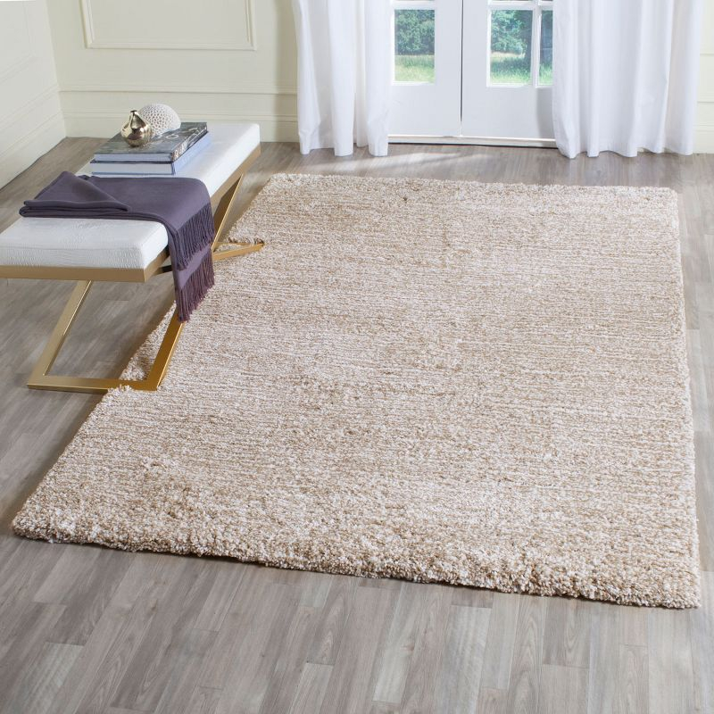 Ultimate Shag SGU211 Hand Tufted Indoor Area Rug - Sand/Ivory - 5'x8' - Safavieh.