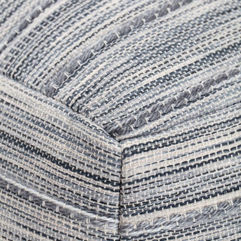 Joya Pouf Blue/Ivory - Anji Mountain: Square Unupholstered, Spot Clean, Fair Trade Certified, 17" Height