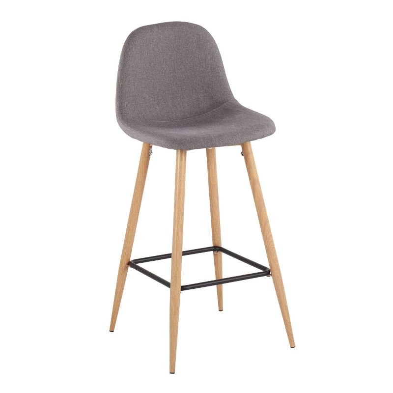 Set of 2 Pebble Metal Polyester Barstools Natural/Charcoal - LumiSource: Steel Frame, Tapered Legs, Comfy Seat